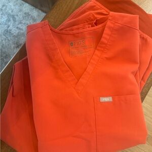 Figs Orange/Clay Scrub Top